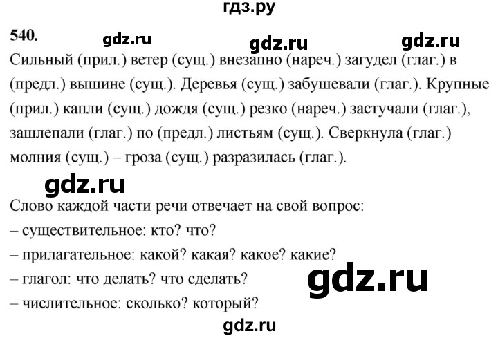 ГДЗ по русскому языку 4 класс  Рамзаева   упражнение - 540, Решебник №1